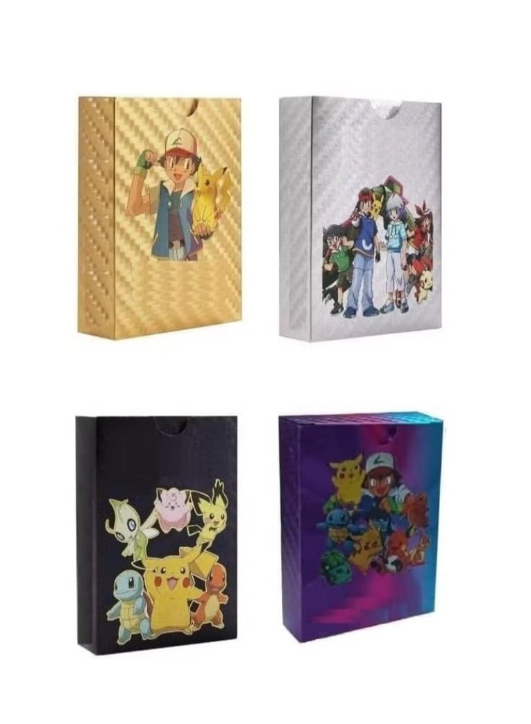 أيكدنطا 220 بطاقة لعب من السلسلة النادرة، صندوق بطاقة TCG - سلسلة Vstar V EX Vmax GX النادرة (55 ذهبية + 55 سوداء + 55 فضية + 55 قوس قزح) عبوة مكونة من 4. - Image 1